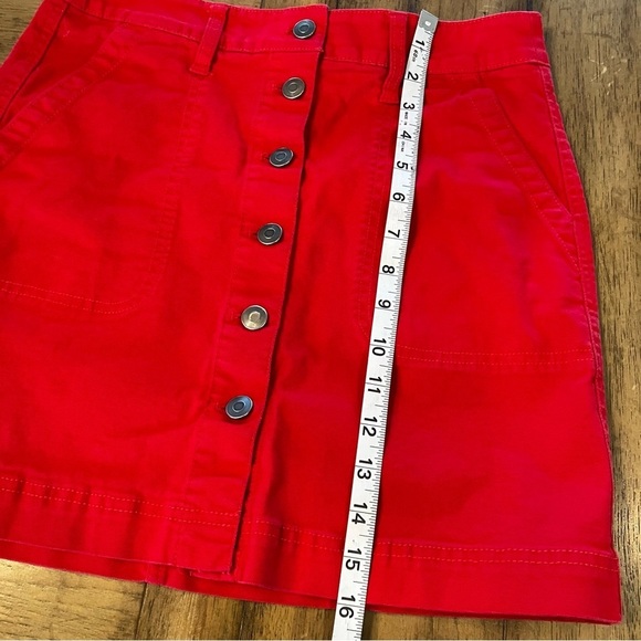 J Crew Mercantile Red Button Down Mini Skirt, size 0, Date Night, Concert, Party - Picture 7 of 8